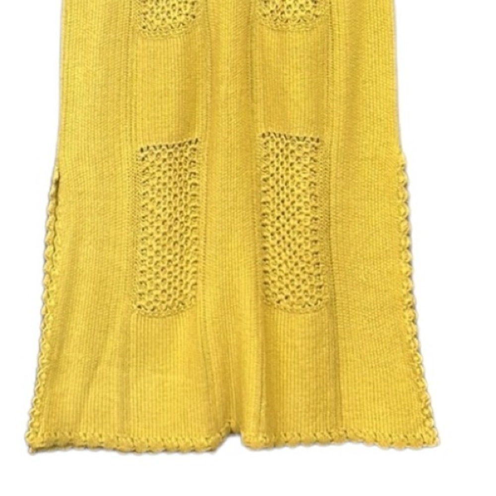Ces Femme Yellow Beachy Crochet Knitted Sweater Midi Dress Medium - Picture 8 of 10